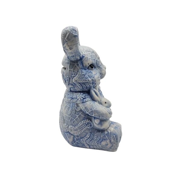 Vintage Ceramic Embossed Lace Easter Bunny Rabbit Bank Spring Decor Hobbyist - Picture 5 of 7